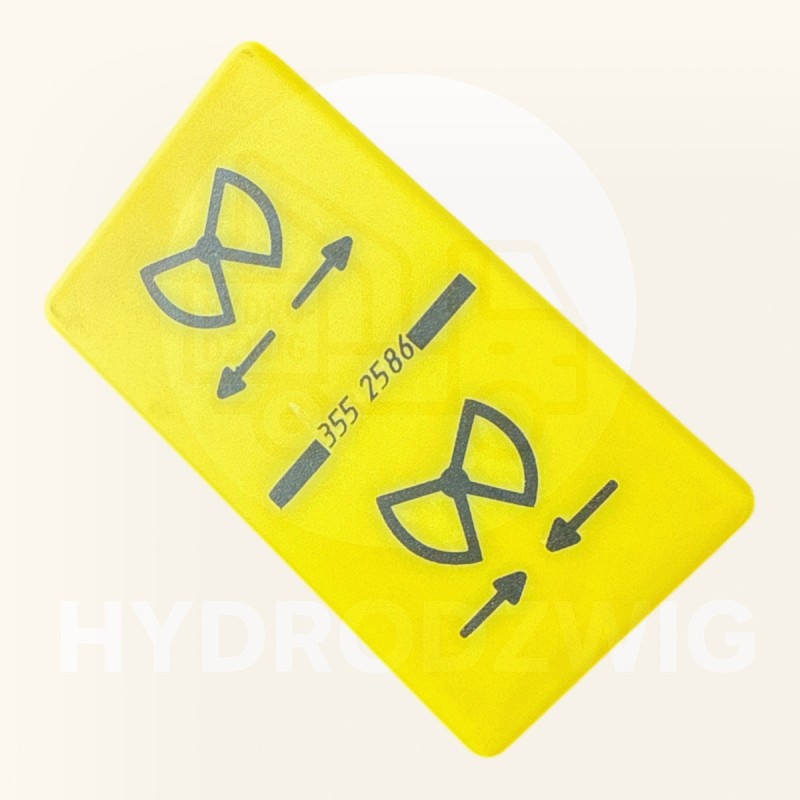 Tabliczka piktogram HIAB oznaczenie dźwigni - chwytak