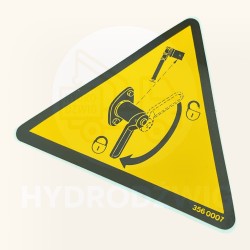 Naklejka ostrzegawcza HIAB blokada stopy